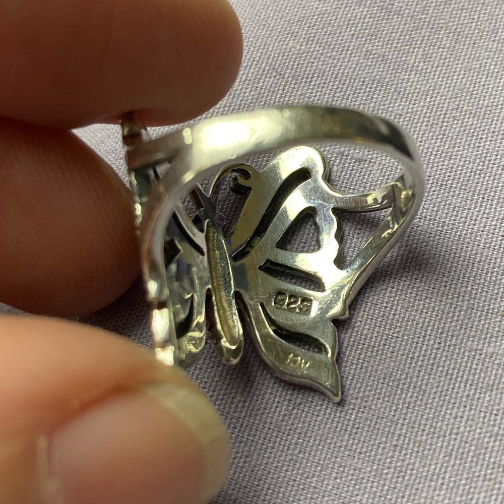 Vintage Sterling Marcasite Butterfly Ring - Picture 4 of 5